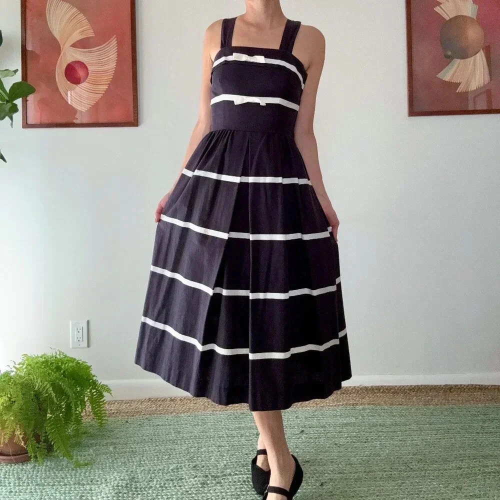 Vintage 1970s Lanz Originals Striped Midi Dress